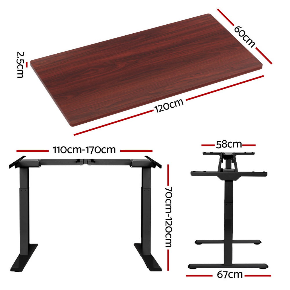 Standing Desk Motorised Dual Motor Walnut 120CM