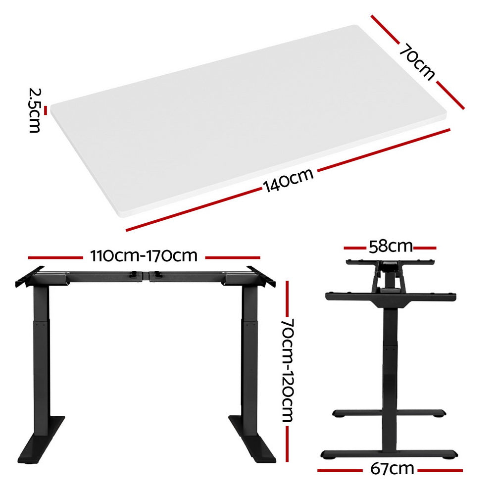 Standing Desk Motorised Dual Motor White 140CM