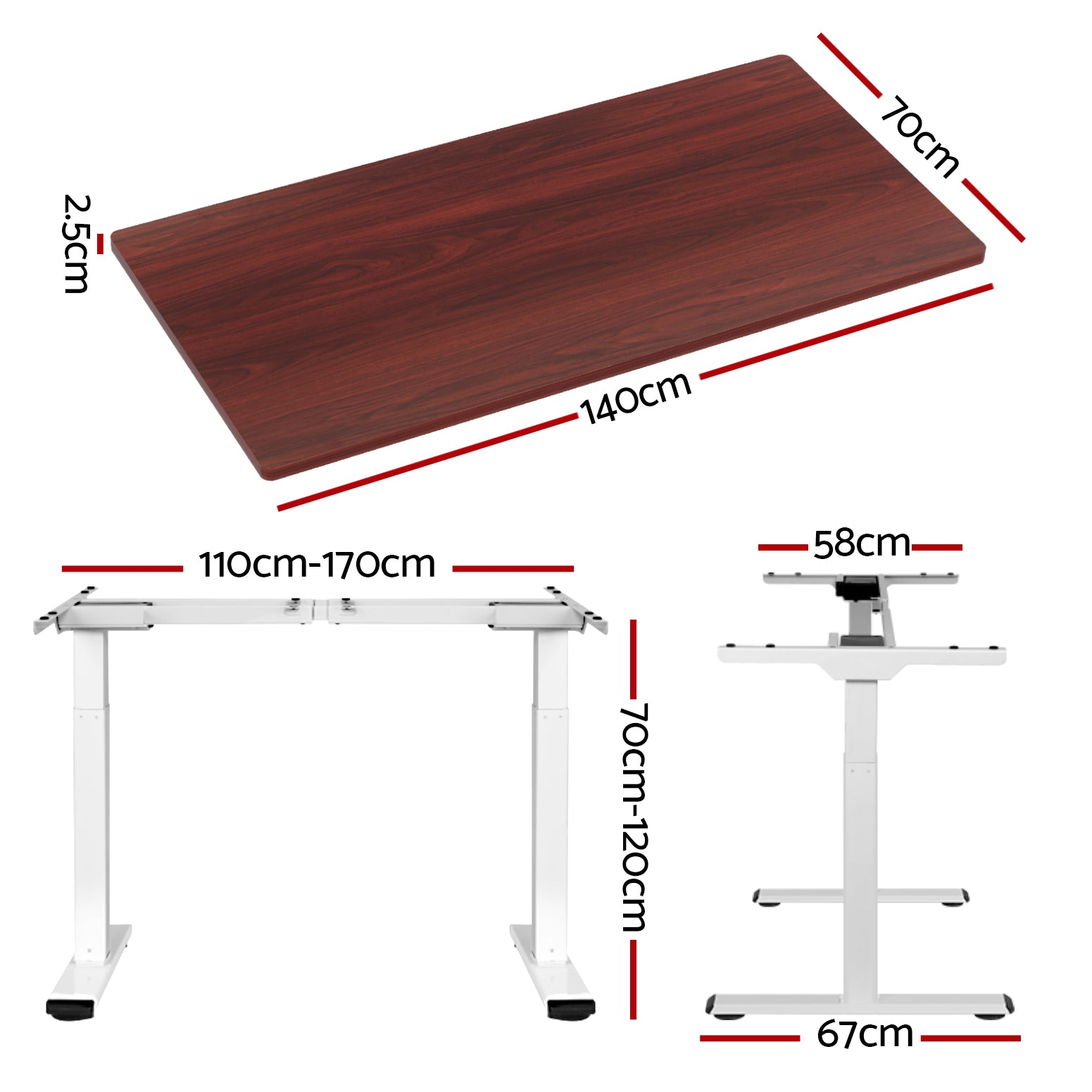 Standing Desk Motorised Dual Motor 140CM Walnut