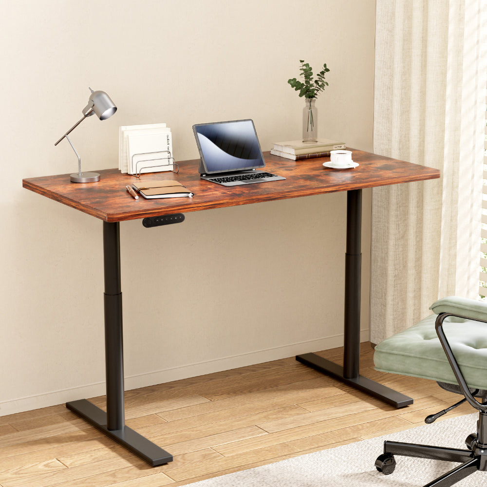 Standing Desk Motorised Electric Dual Motor Rustic Brown 120CM