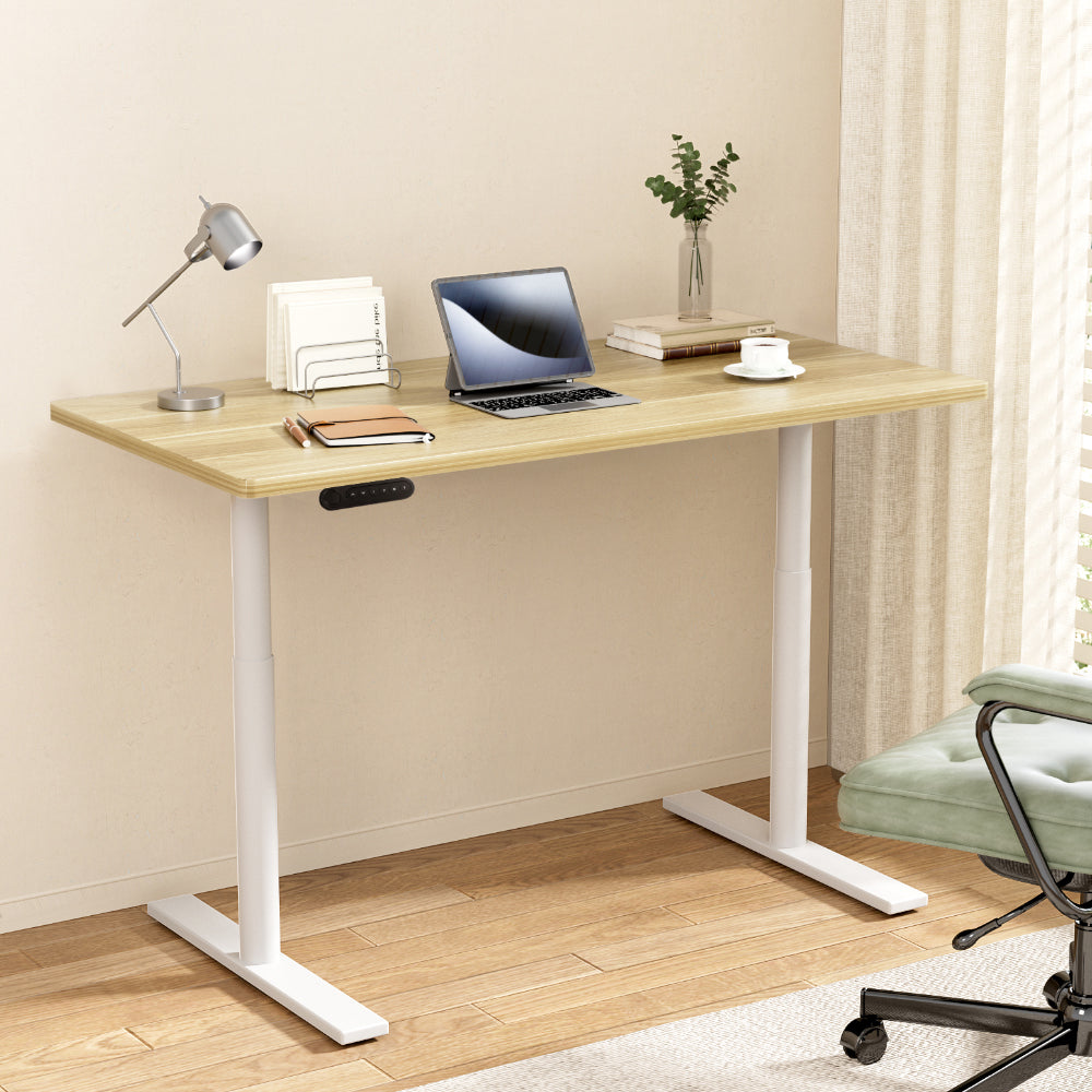 Standing Desk Motorised Electric Dual Motor 140CM White Oak