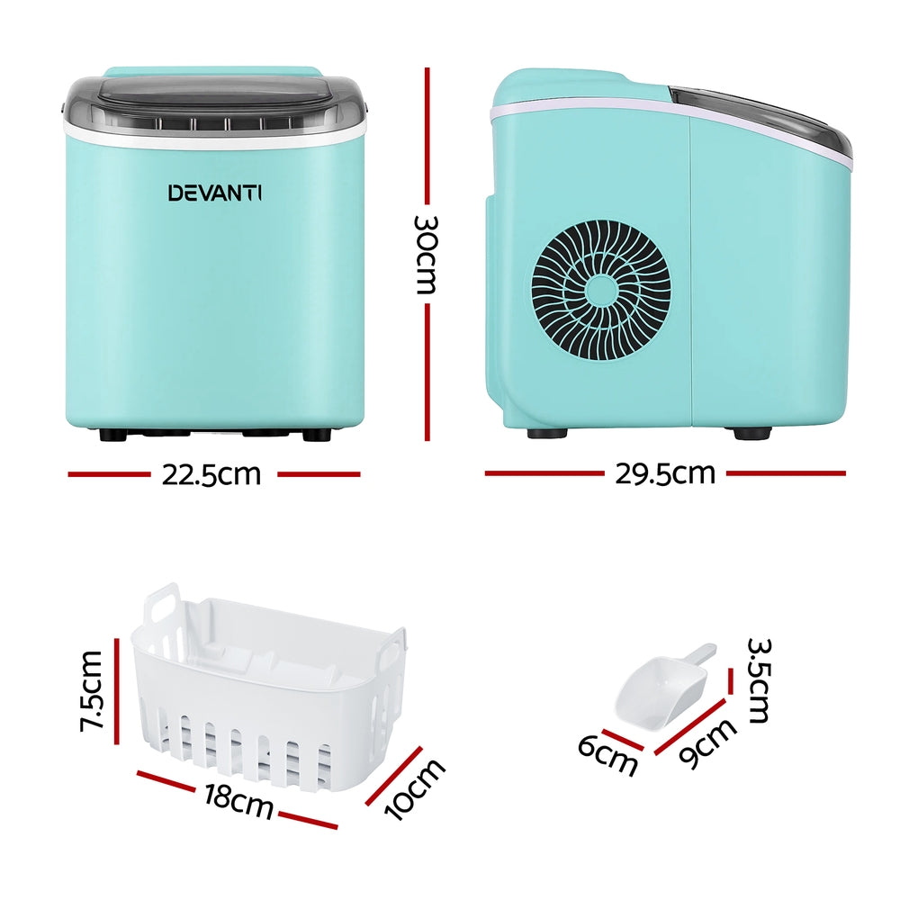 12kg Ice Maker Machine w/Self Cleaning Green
