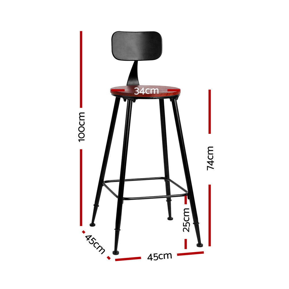 Set of 4 Vintage Industrial Bar Stool Retro Barstools