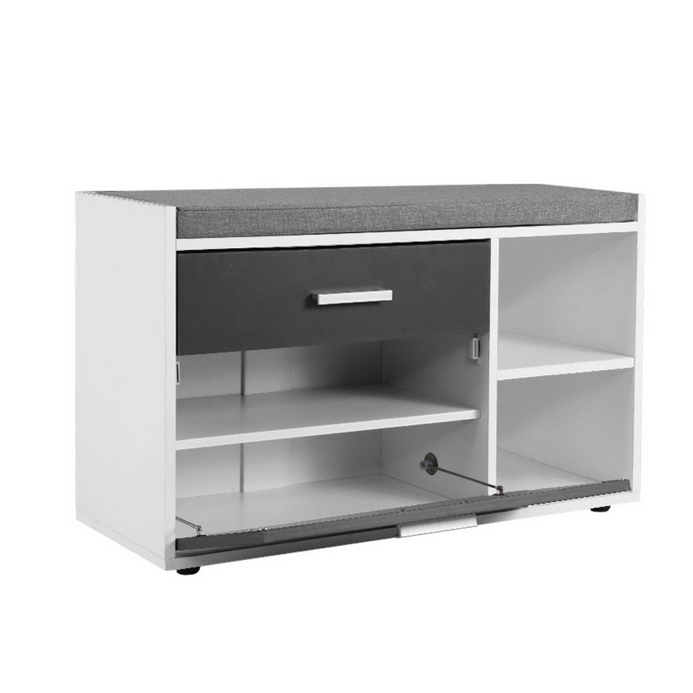 Shoe Storage Bench – White, Grey & Black
