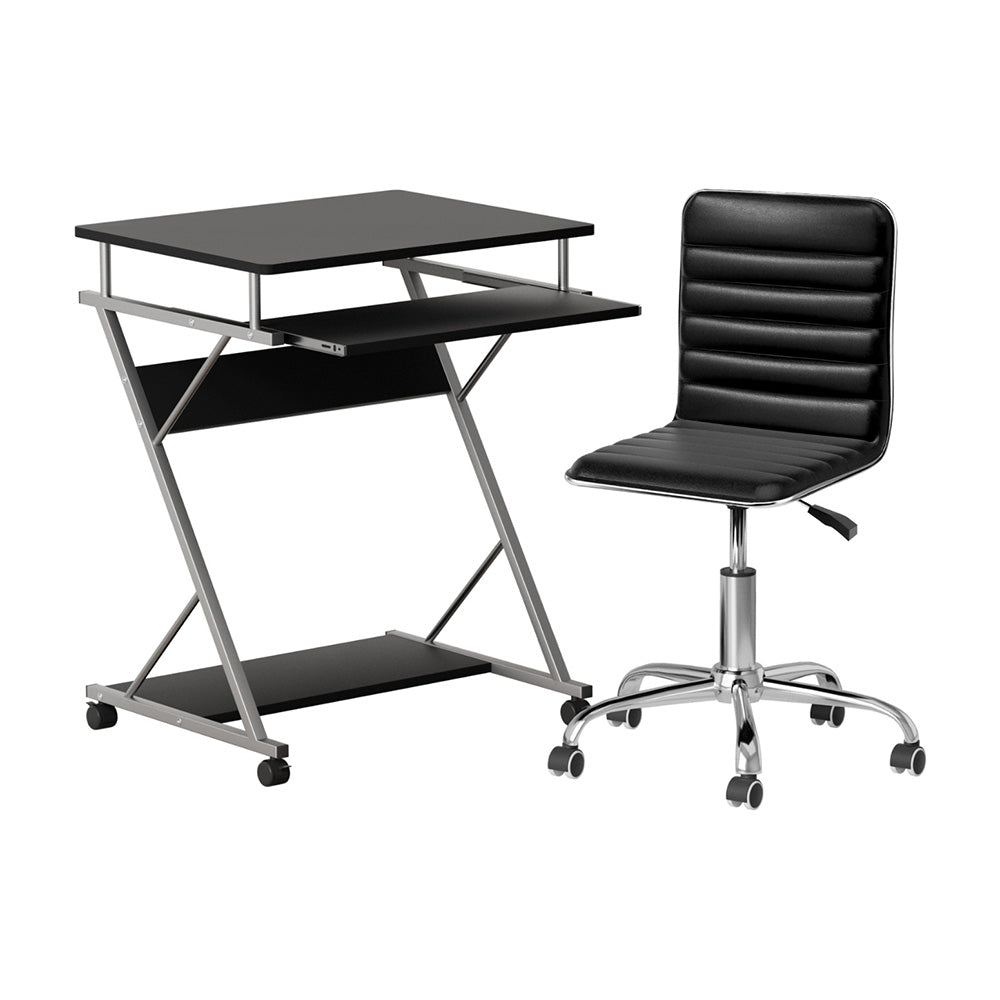 Computer Desk Office Chair Set Desks with Keyboard Shelf Try Black