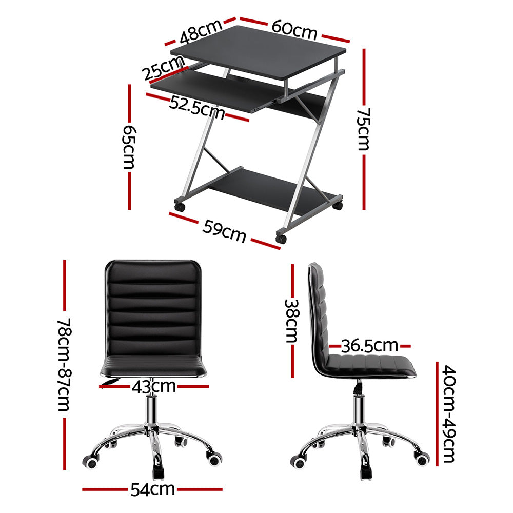 Computer Desk Office Chair Set Desks with Keyboard Shelf Try Black