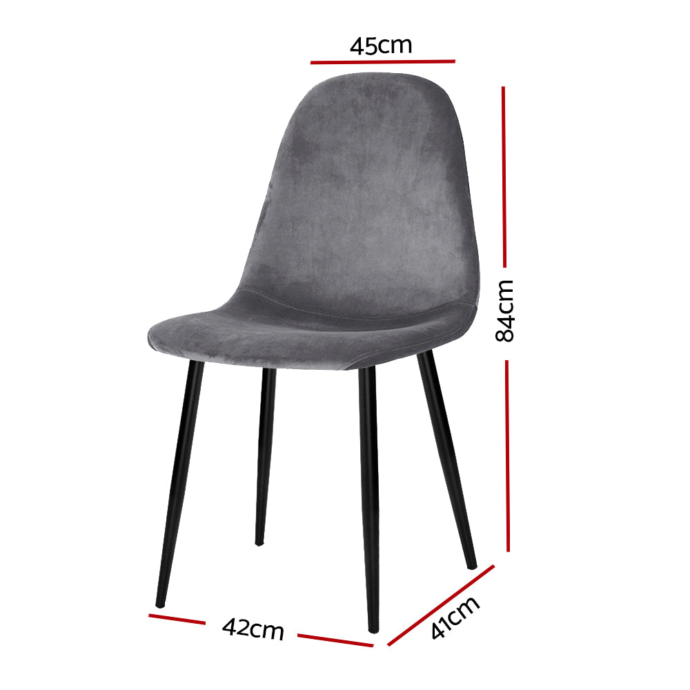 Dining Chairs Grey Velvet Set of 4 Nova