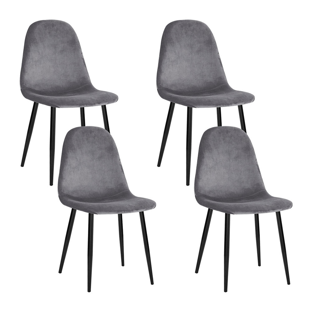Dining Chairs Grey Velvet Set of 4 Nova