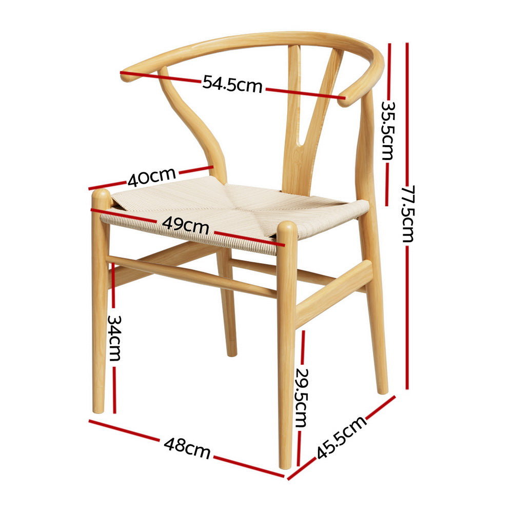 Set of 2 Wishbone Dining Chairs – Natural