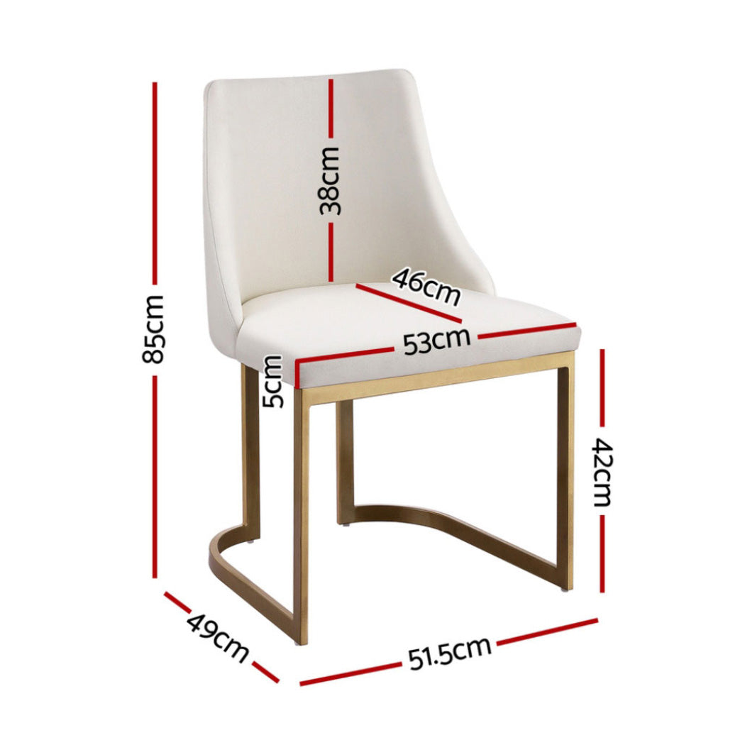 Dining Chairs Set of 4 Linen Fabric Frame Beige