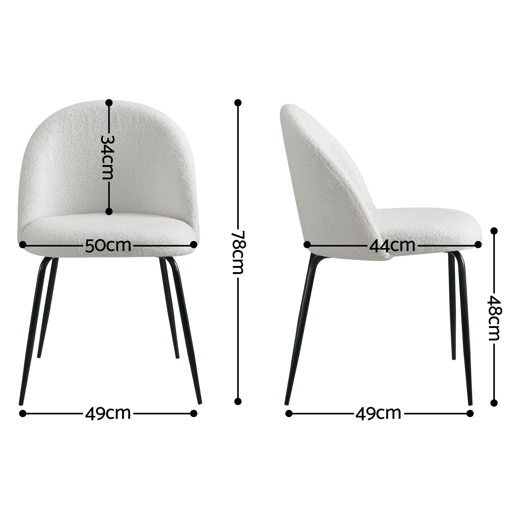 Dining Chairs Set of 6 Sherpa Boucle White