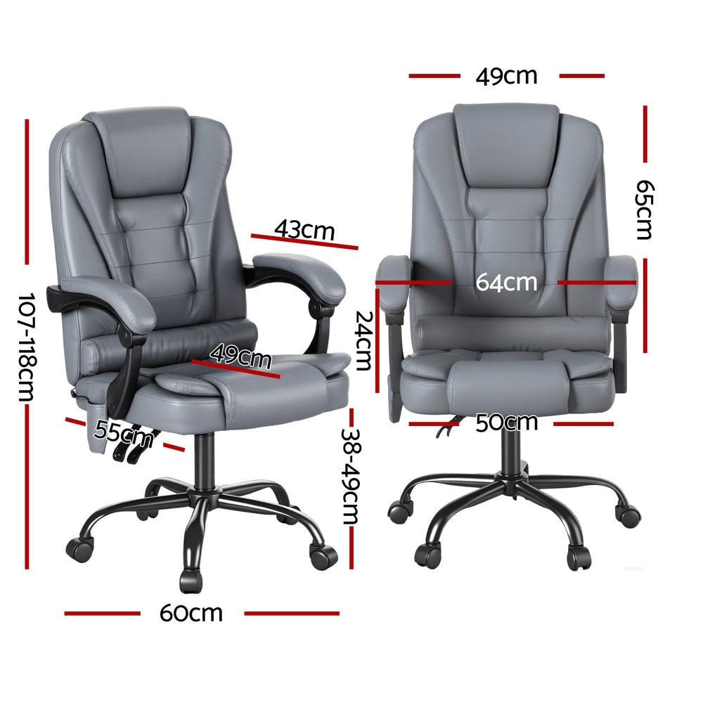 Executive Office Chair 4-Point Massage Adjustable Ergonomic Recline PU