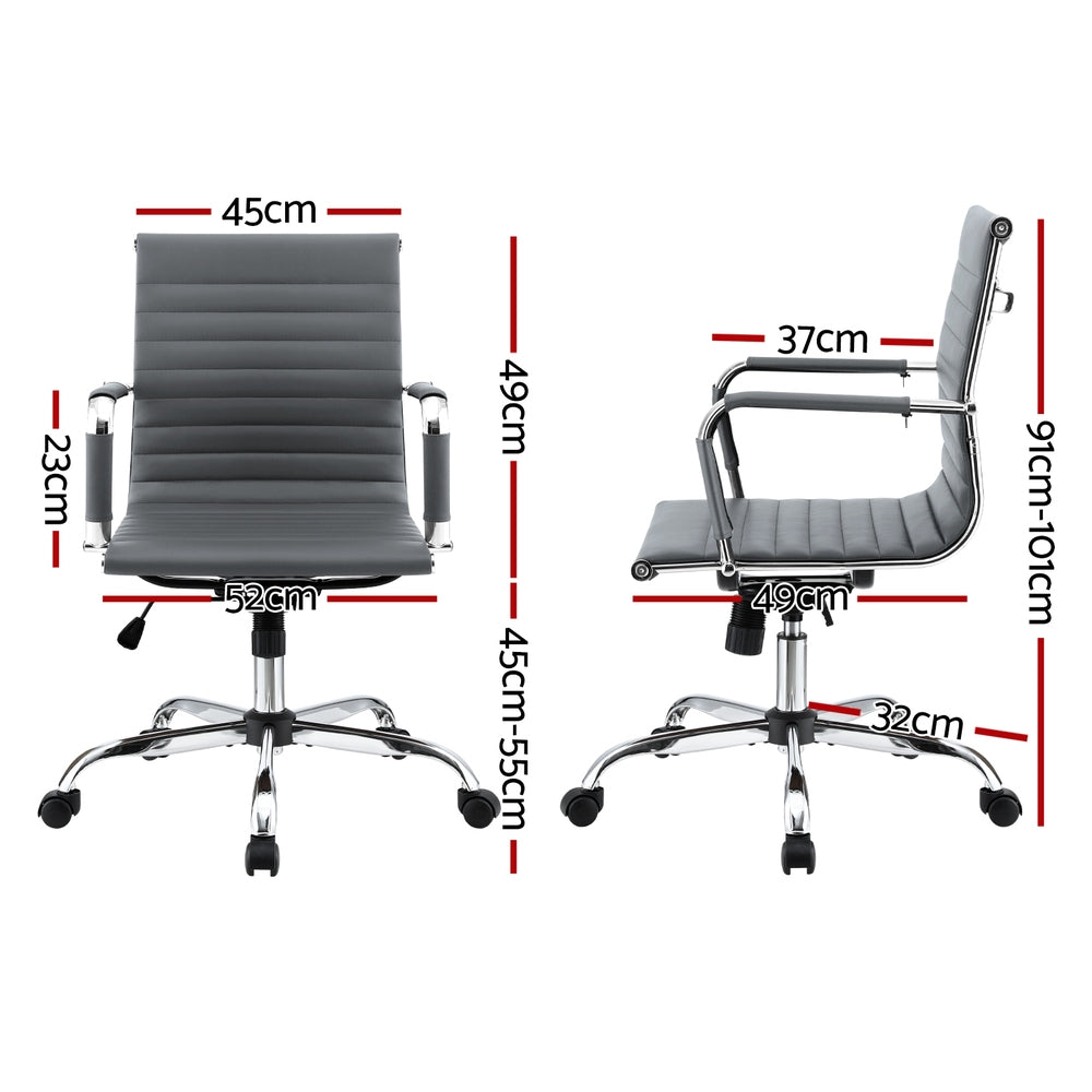Office Chair Conference Chairs PU Leather Mid Back Grey