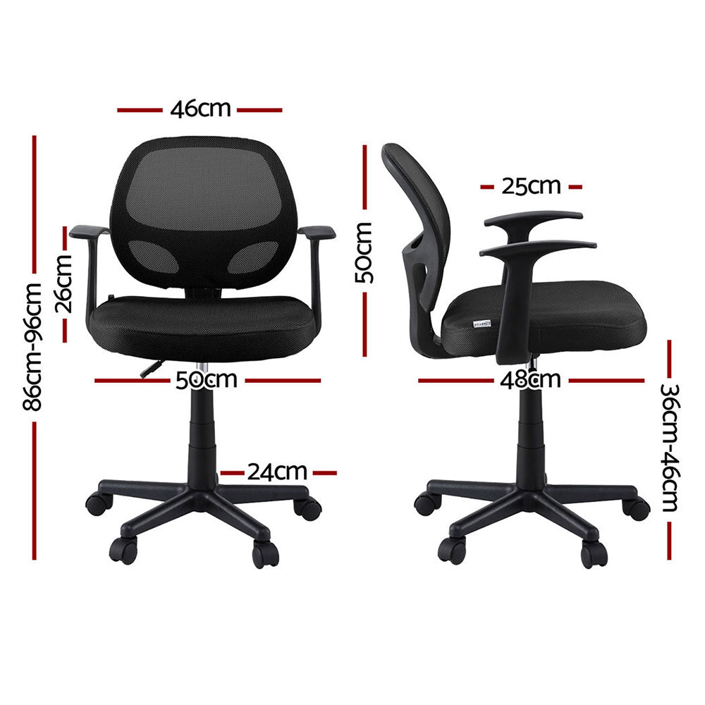 2x Mesh Office Chair Computer Gaming Desk Chairs Work Study Mid Back Black