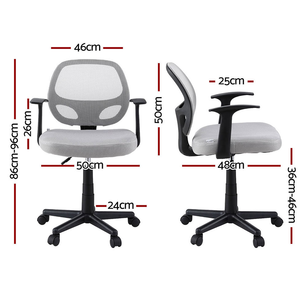 2x Mesh Office Chair Computer Gaming Desk Chairs Work Study Mid Back Grey
