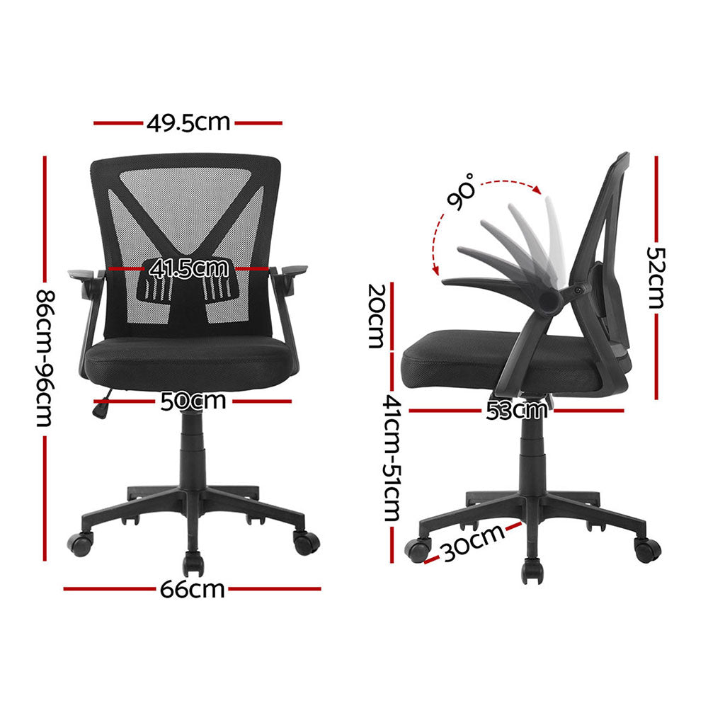 Set of 2 Mesh Office Chair Mid Back Black