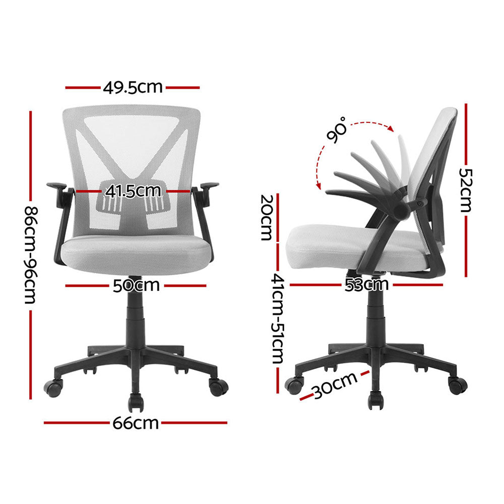 Set of 2 Mesh Office Chair Mid Back Grey