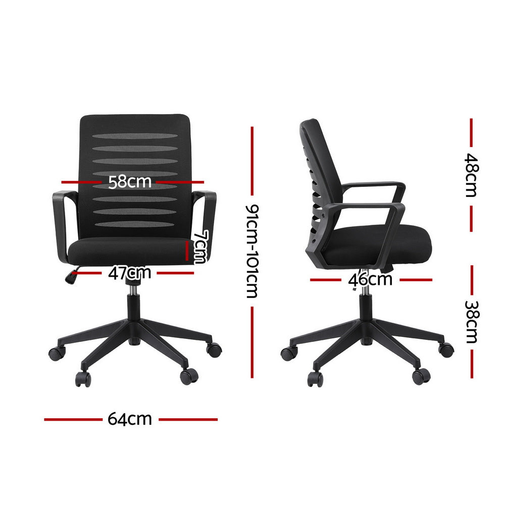 Ergonomic Office Chair Mesh Computer Desk Chairs with Lumbar Support, Height Adjustment Swivel Chair Mid Back for Home Office Study, Black
