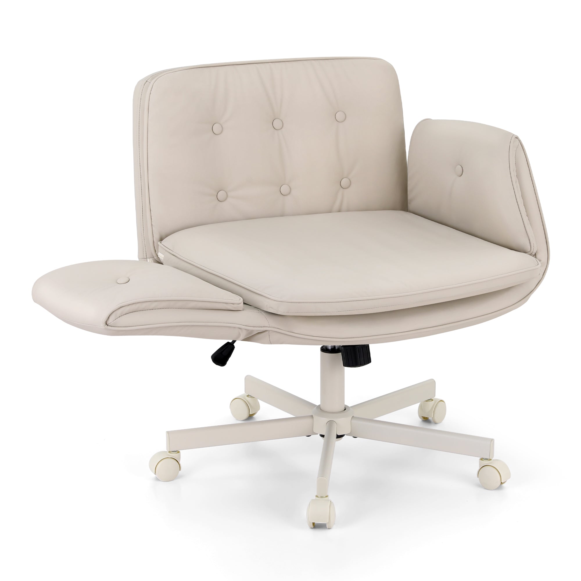 Criss Cross Ergonomic Office Desk Chair with Wheels & Adjustable Armrests - Beige