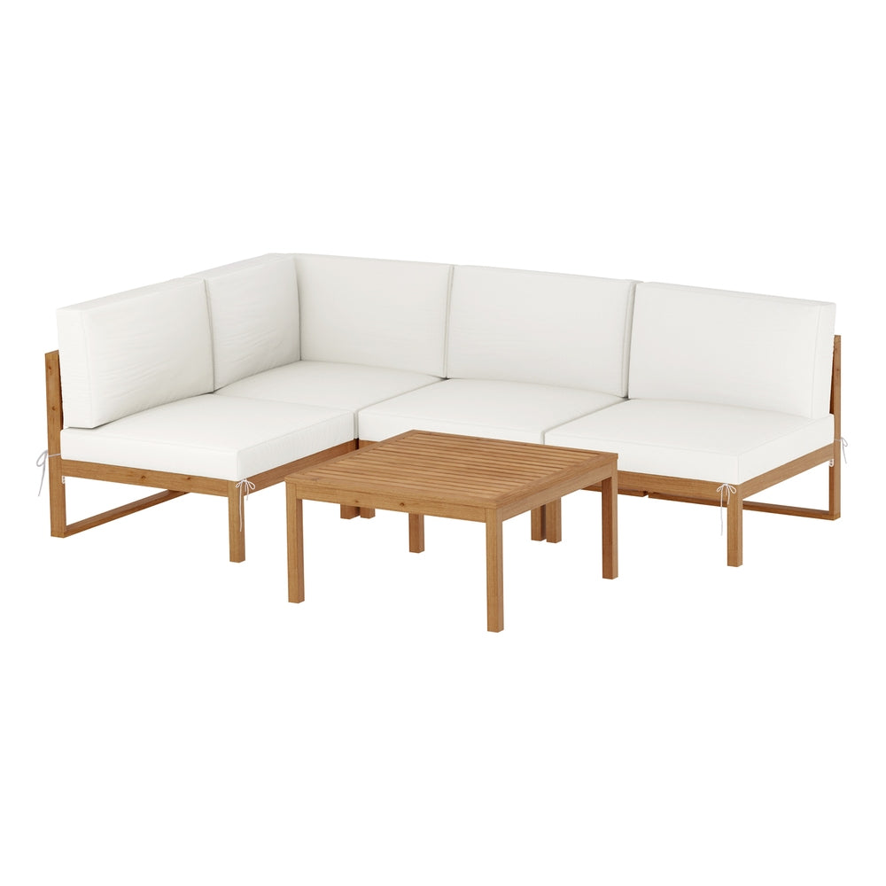4-Seater Outdoor Sofa Set Wooden Lounge Setting 5PCS