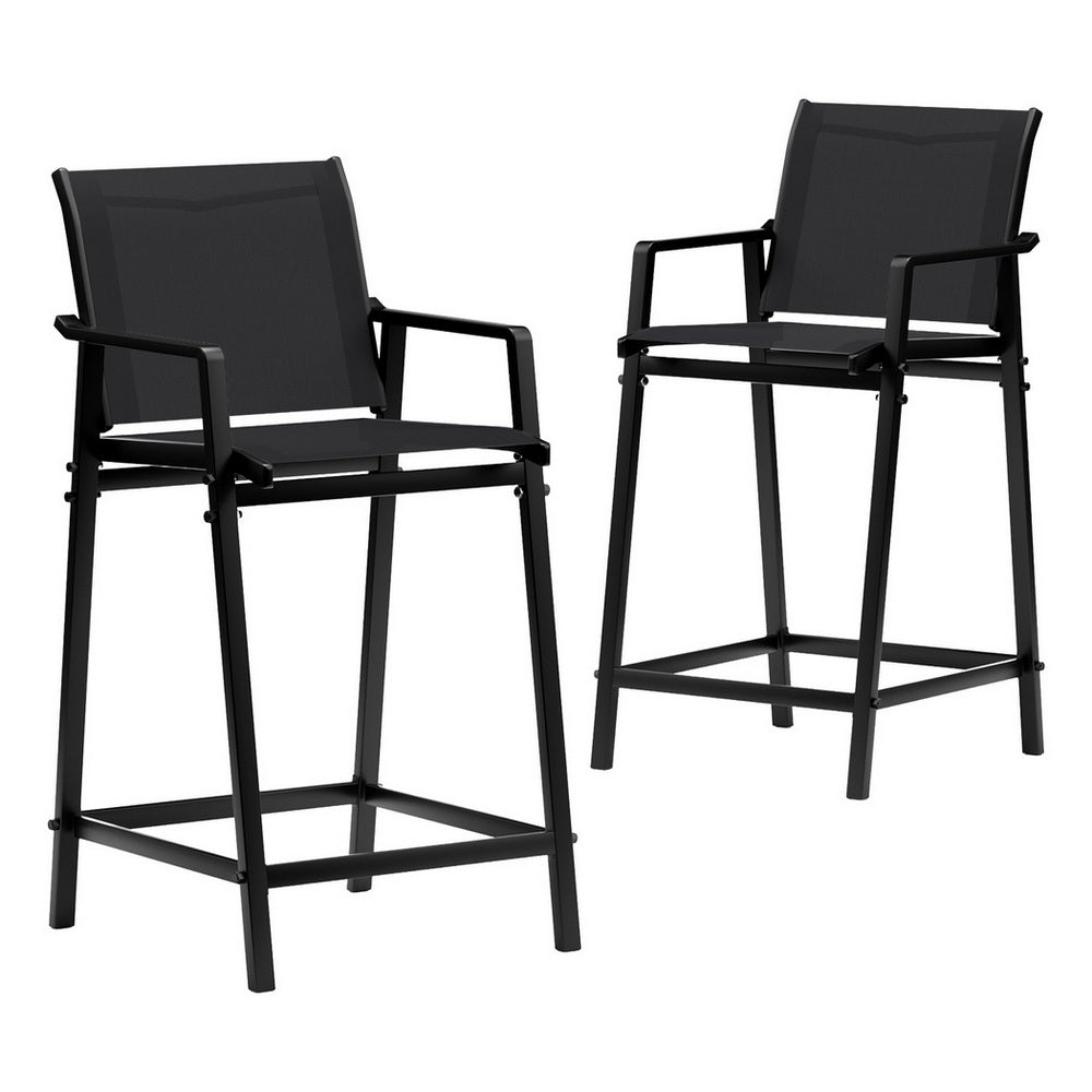Set of 2 Bardon Outdoor Bar Stools - Black