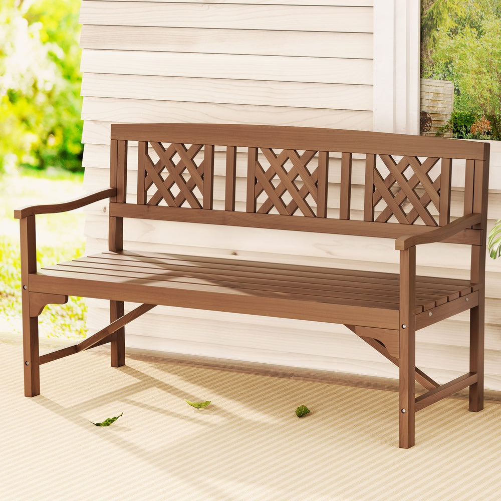 Outdoor Garden Bench Wooden Chair 3 Seat Patio Furniture Lounge Natural