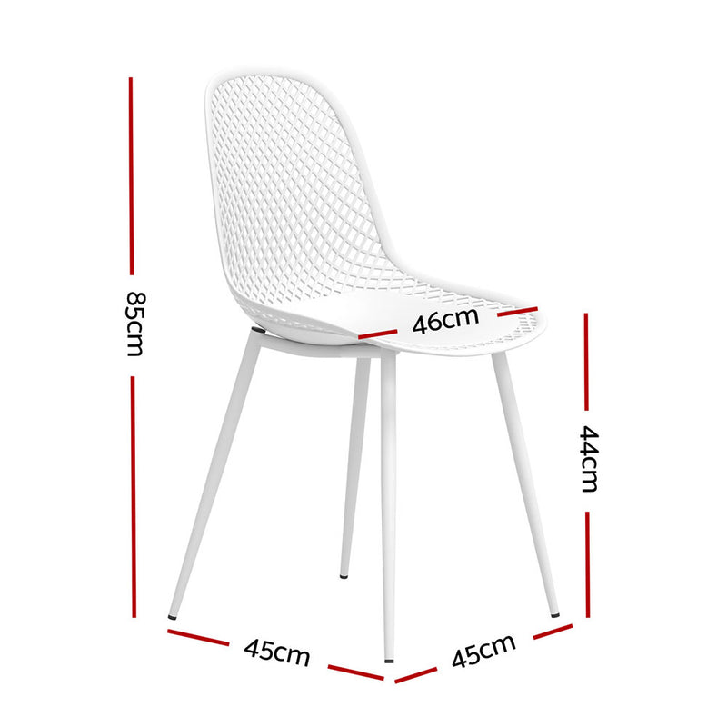 Set of 4 Outdoor Ventilated Dining Chairs White