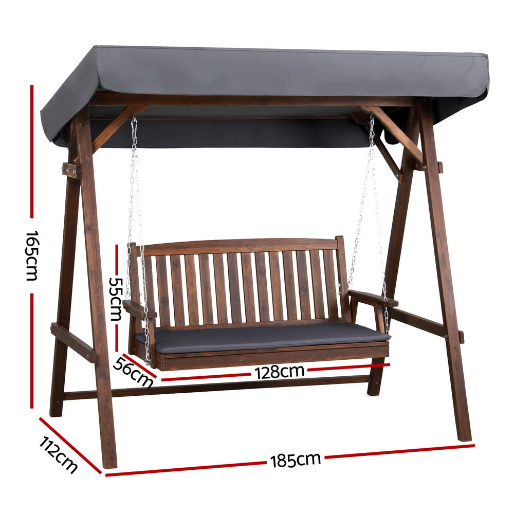 Wooden Swing Chair Garden Bench Canopy 3 Seater Outdoor Furniture