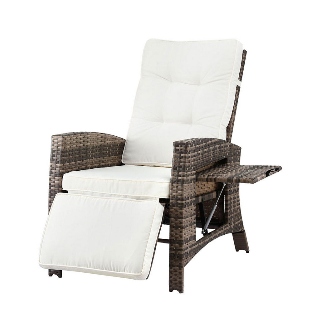 Outdoor Recliner Chairs Sun lounge Wicker Lounger Patio Furniture Adjustable Brown