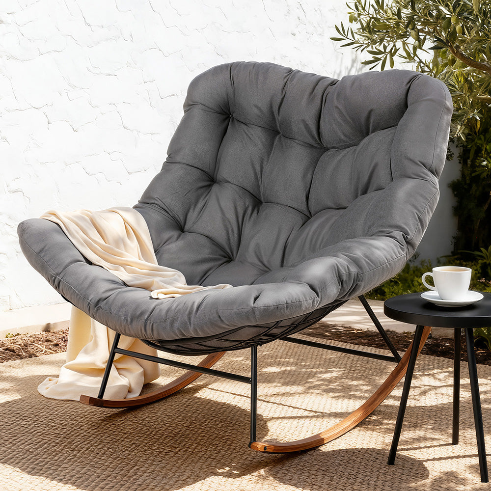 Outdoor Rocking Chair Furniture Papasan Recliner Garden Patio Lounge Setting