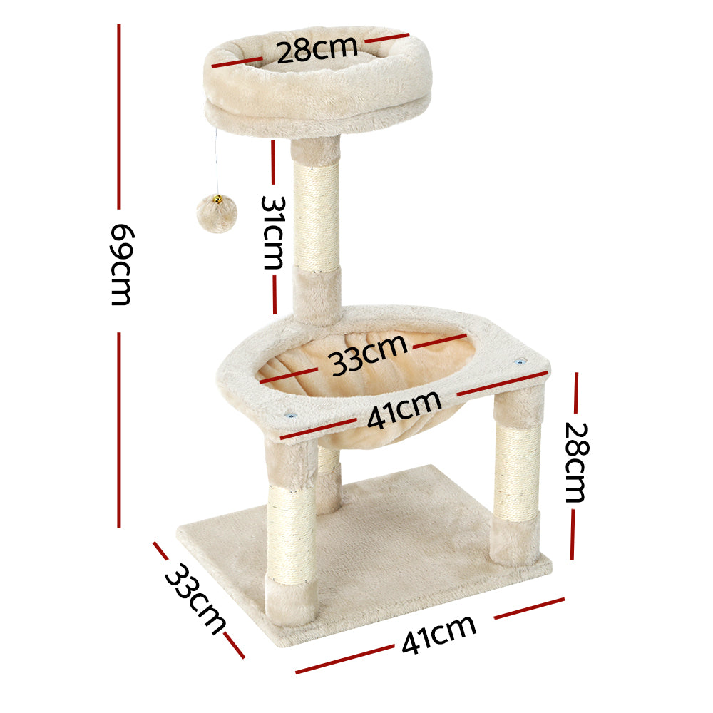 Cat Tree 69cm Scratching Post Tower Scratcher Wood Condo Toys House Bed