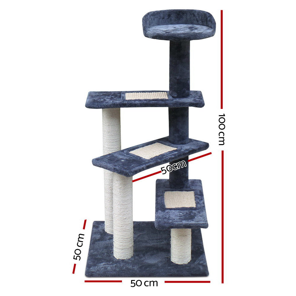 Cat Tree 100cm Scratching Post Scratcher Tower Wood Condo House Trees Bed
