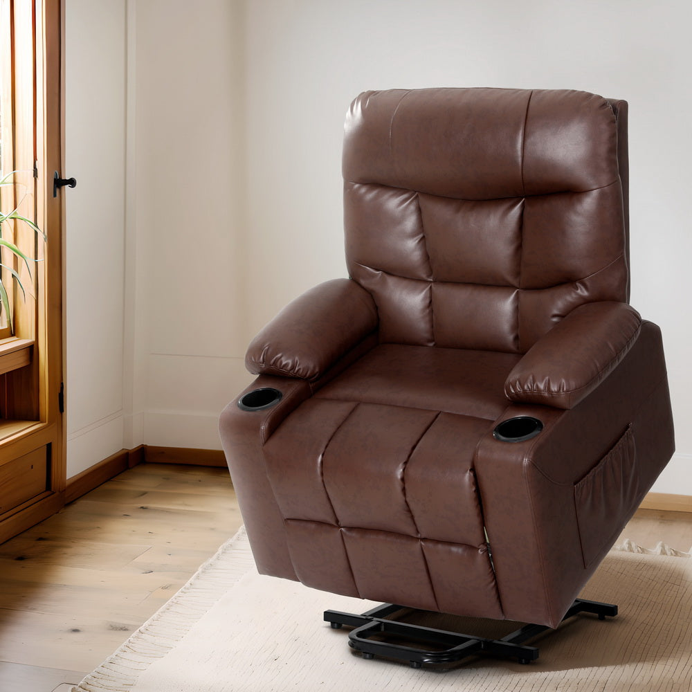 Riser Recliner Chair Lift Assist Heated Massage Chair Leather