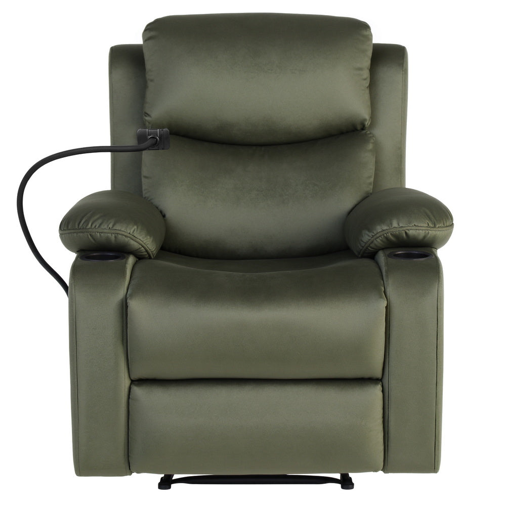 Recliner Chair Heated Massage Chair with Phone Holder Velvet