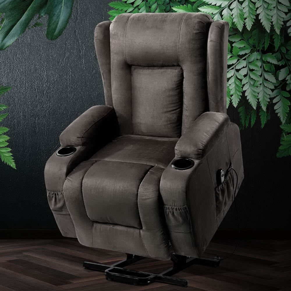 Riser Recliner Chair Lift Assist Heated Massage Chair Velvet