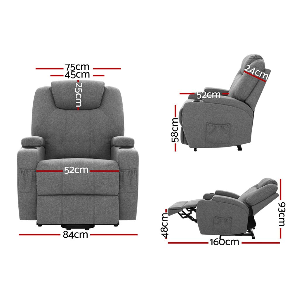 Riser Recliner Chair Lift Assist Heated Massage Chair Velvet
