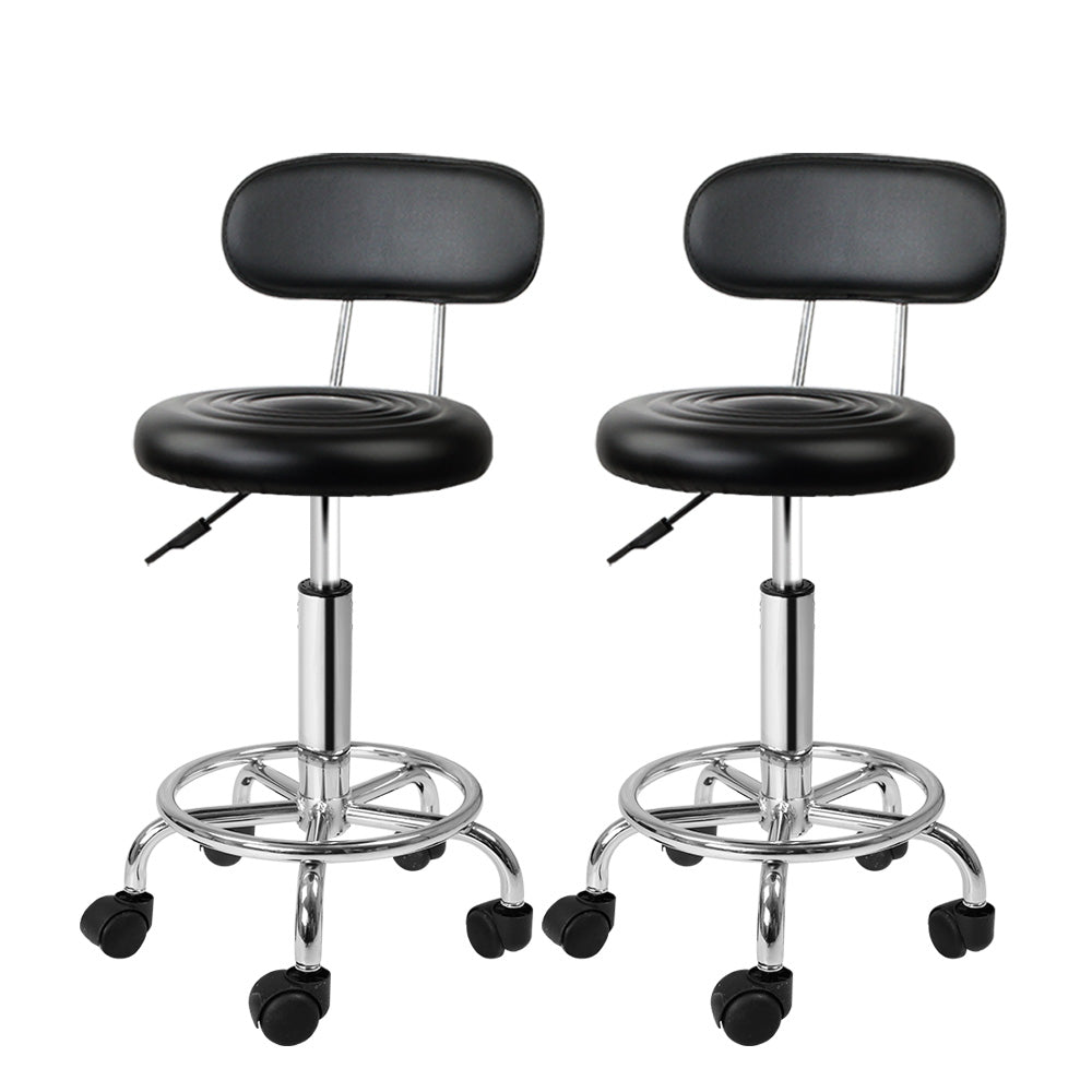 Set of 2 Salon Stools Backrest Chair Barber Hairdressing Gas Lift Adjustable