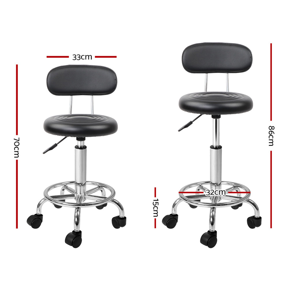 Set of 2 Salon Stools Backrest Chair Barber Hairdressing Gas Lift Adjustable