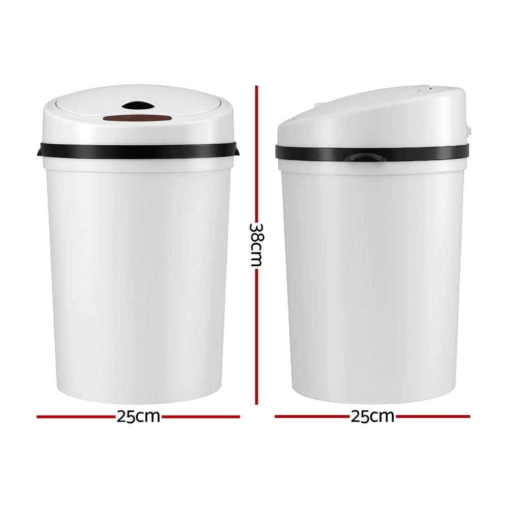 Sensor Bin Motion Rubbish Bins Kitchen Automatic Trash Can White 9L