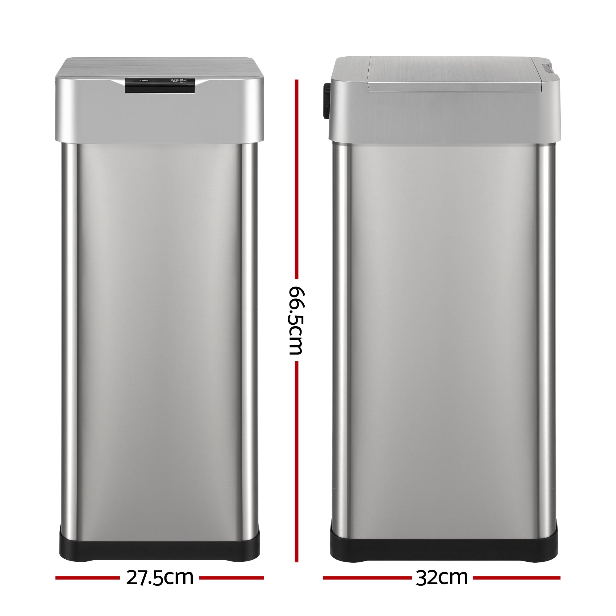 50L Motion Sensor Bin Rubbish Bins Kitchen Automatic Trash Can Silver