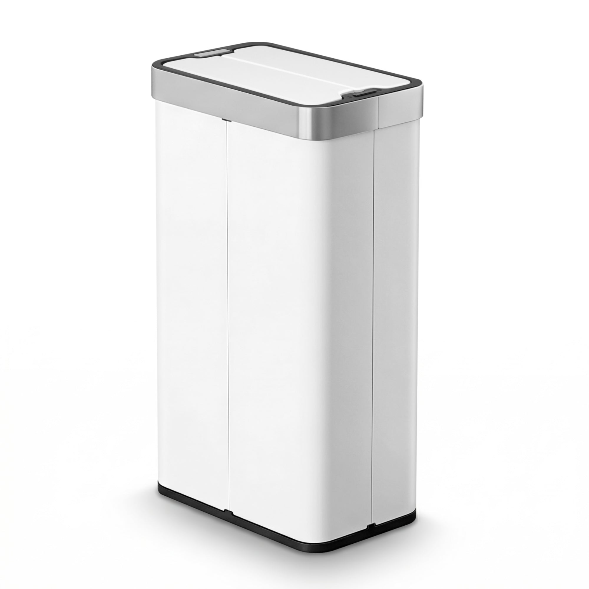 Rubbish Bin 70L Automatic Sensor Kitchen Bin, Slim Smart Garbage Can Touchless Rectangular with Liner Holder, Fully Closed Lid for Bedroom, Bathroom, Living Room, White