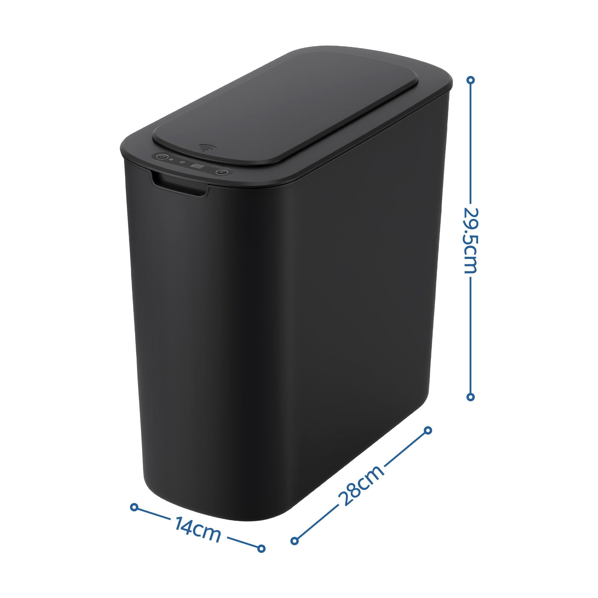 Automatic Trash Bin 2PCS with Lid 11L Motion Sensor Kitchen Bin Touchless Garbage Can Modern Black Plastic Slim Rubbish Bin with Liner Holder for Kitchen, Home, Office