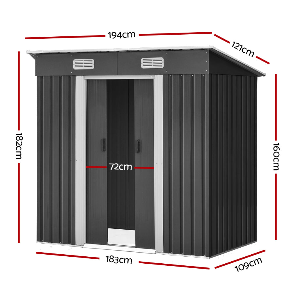 Garden Shed 1.94x1.21M Sheds Outdoor Storage Workshop House Tool Shelter Sliding Door