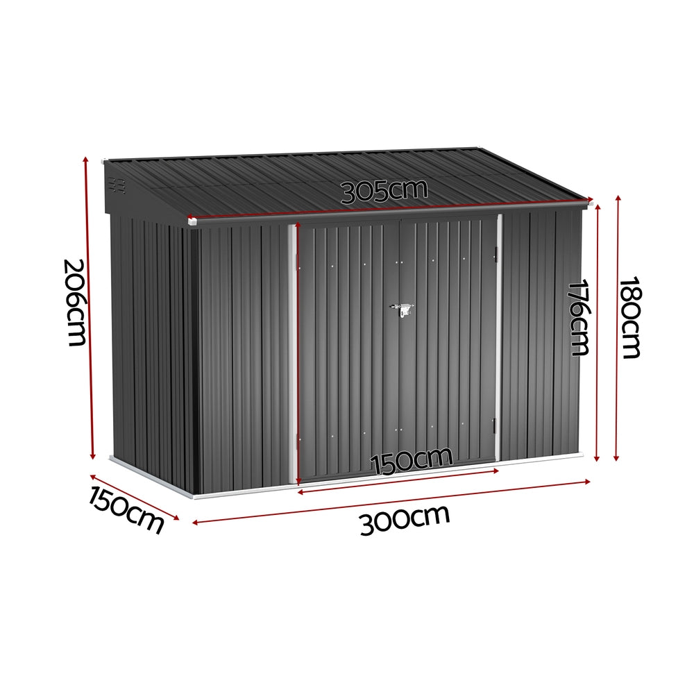 Garden Shed Galvanised Steel 3.05x1.5M Outdoor Storage Shed Workshop House Shelter