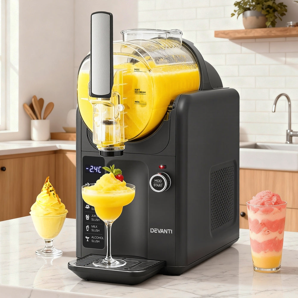 5 in 1 Slushie Machine and Ice Cream Maker 2L Grey – Soft Serve and Slush Maker
