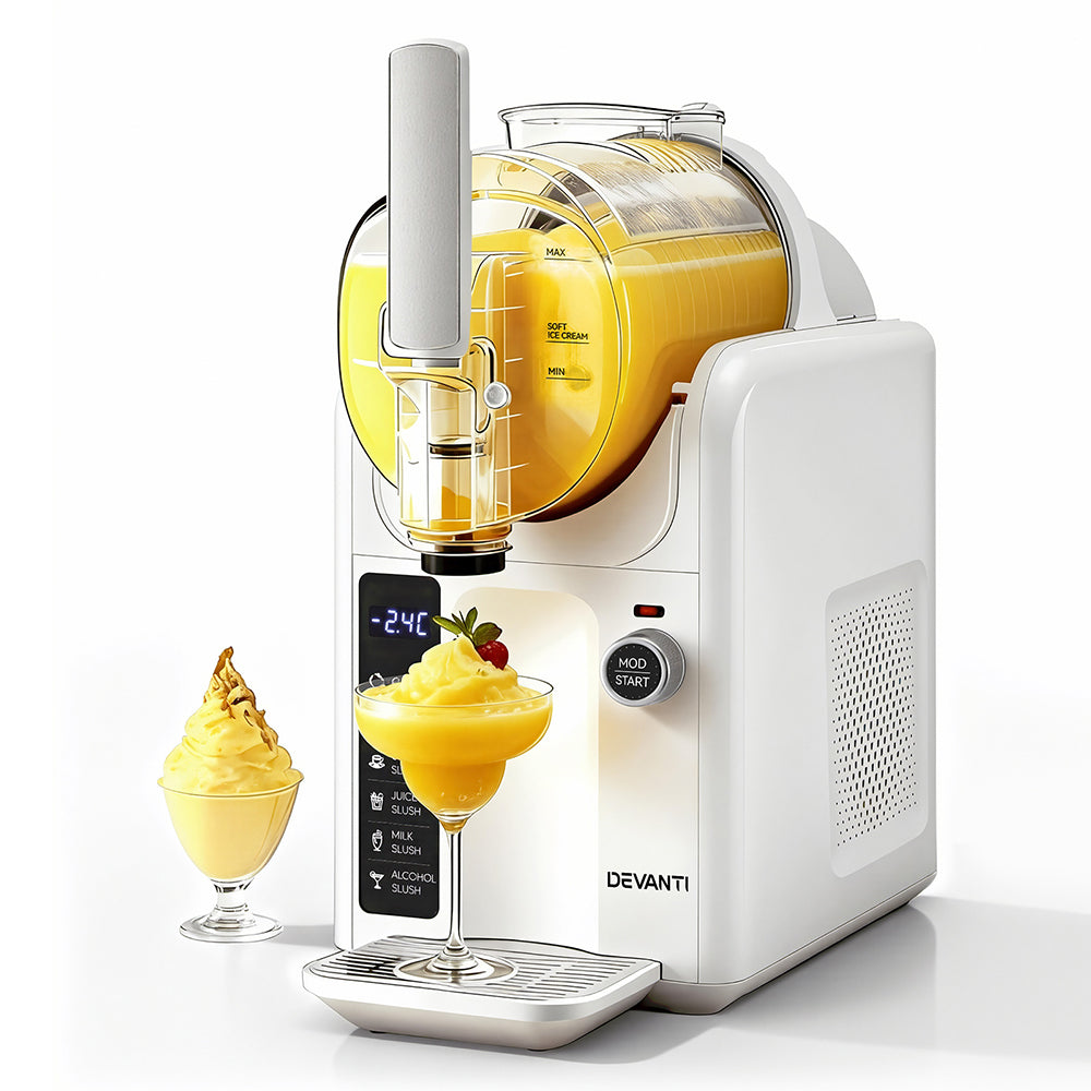 5 in 1 Slushie Machine and Ice Cream Maker 2L White – Soft Serve and Slush Maker