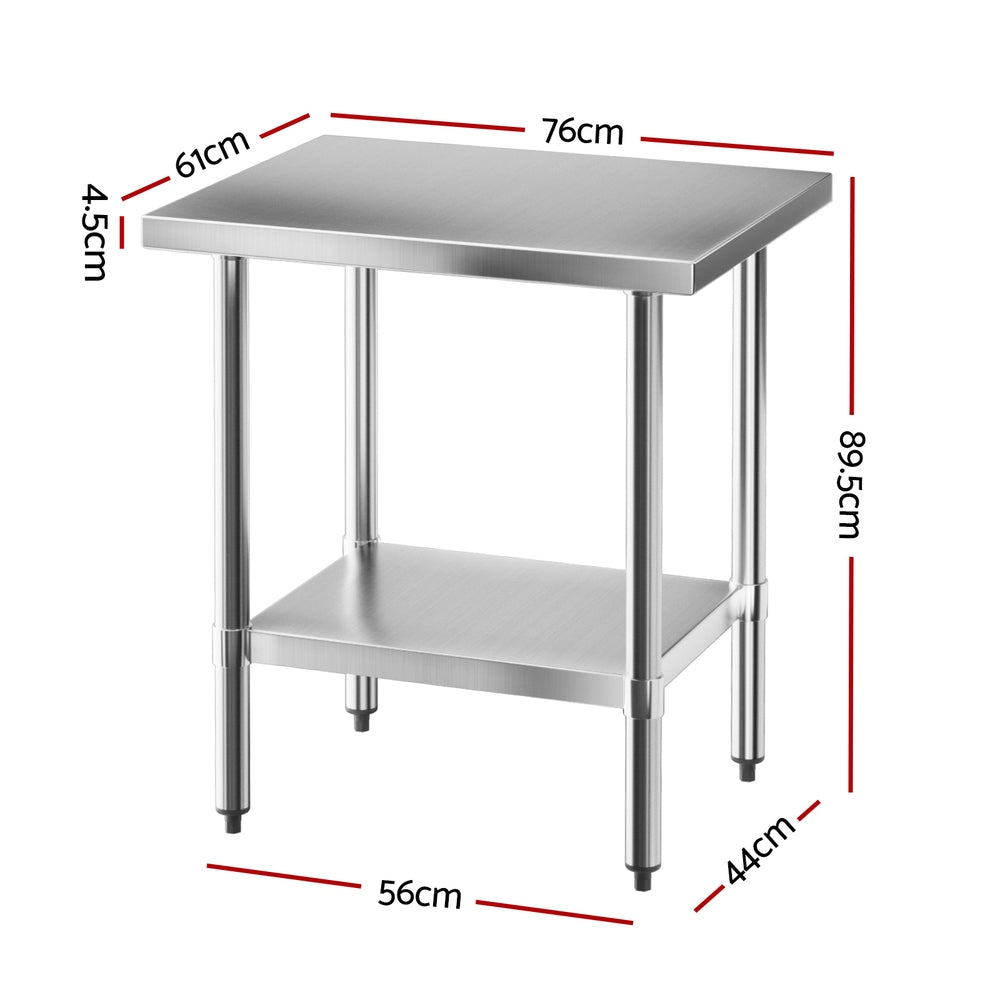 Stainless Steel Kitchen Bench Work Table 610 x760MM 430