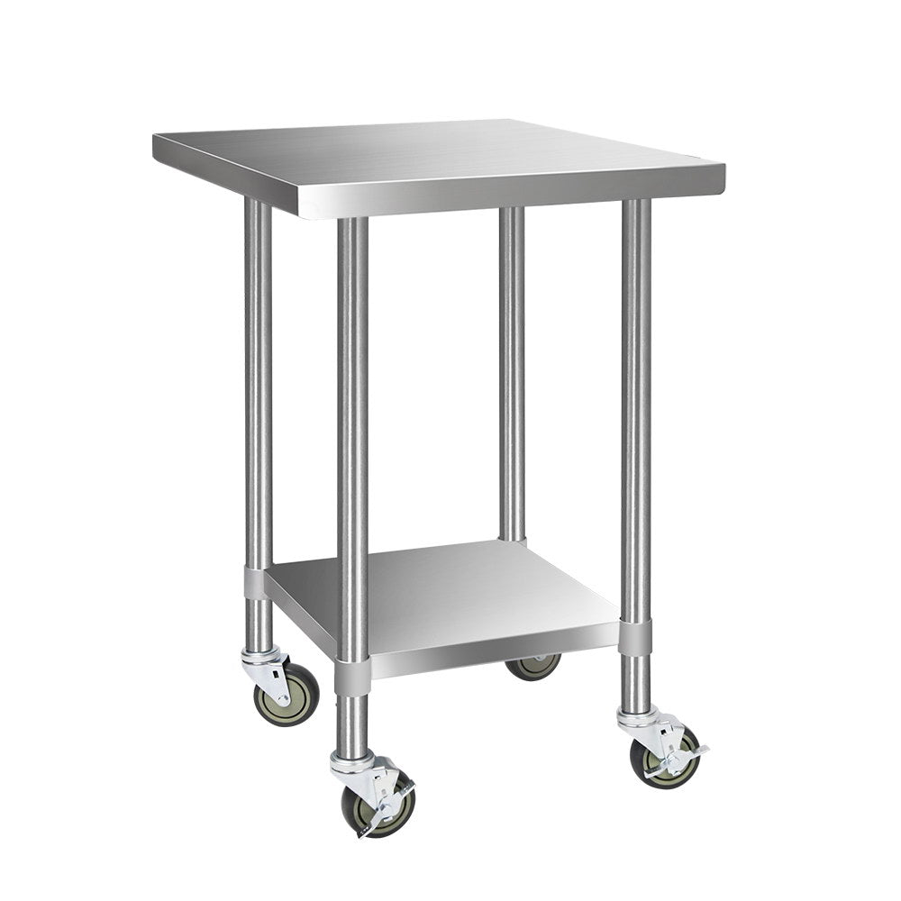 760x760mm Stainless Steel Kitchen Bench with Wheels 430