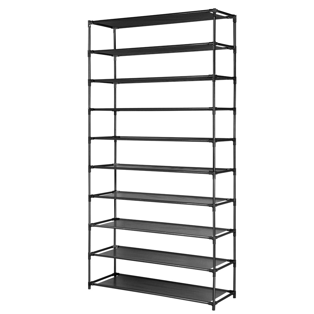 10-Tier Stackable Shoe Rack – Black (Holds up to 50 Pairs)
