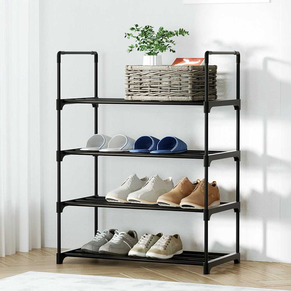 4-Tier Stackable Shoe Rack – Black (55cm Wide)